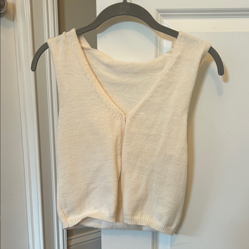 Cream Sleeveless Knit Vest